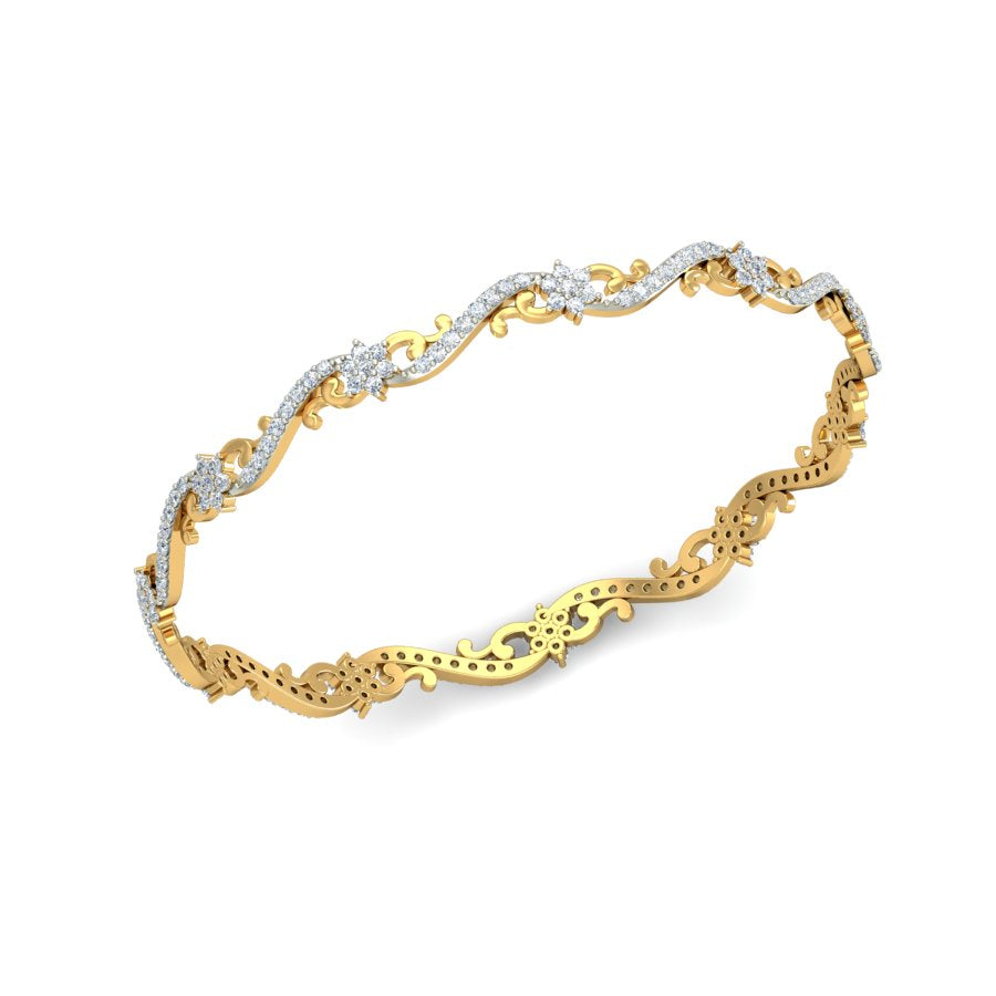 1.56 Carat Natural Diamond Bangle in Yellow Gold - HI Color, VS-SI Clarity.